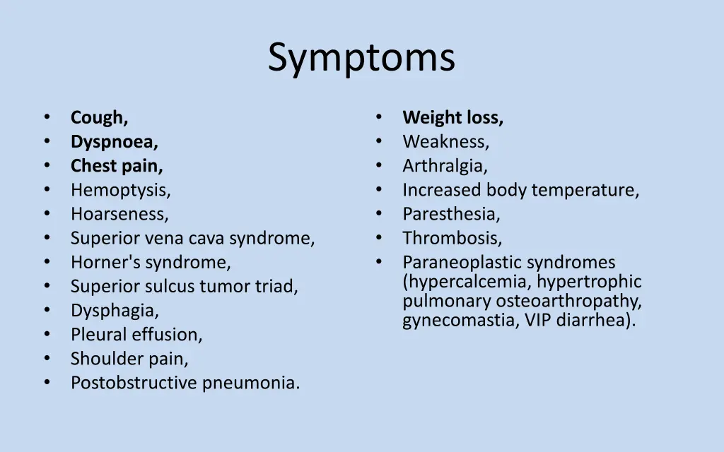 symptoms