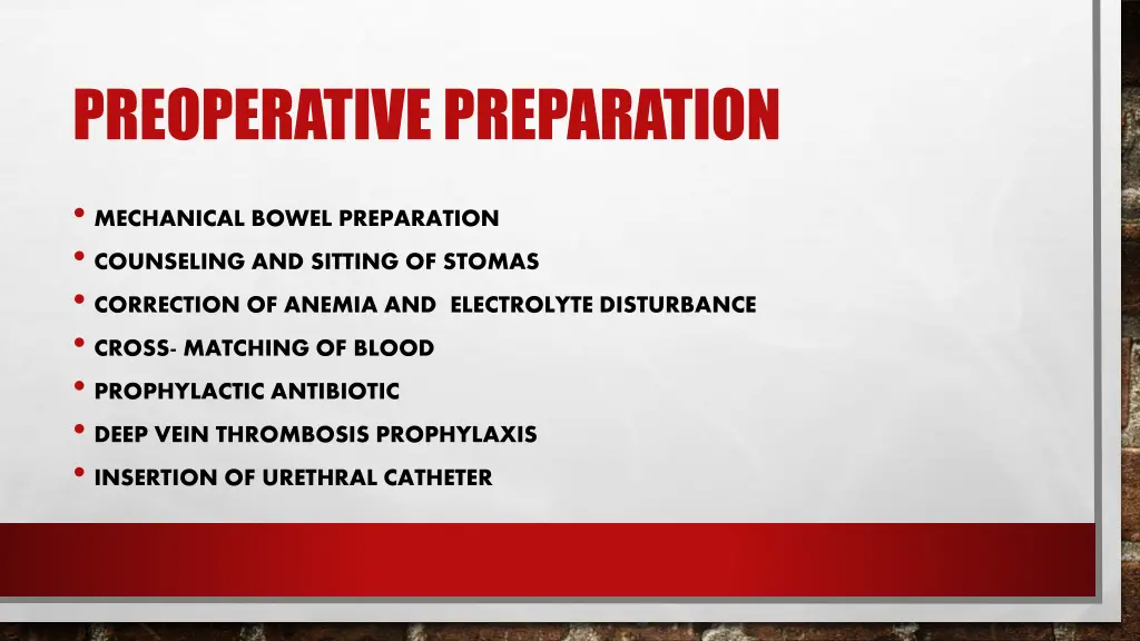 preoperative preparation