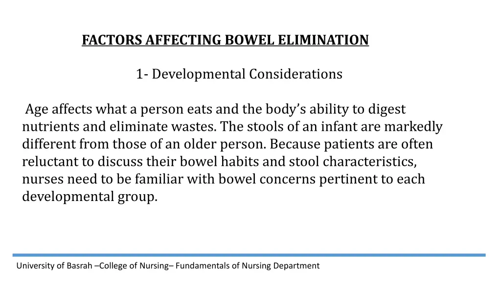 factors affecting bowel elimination