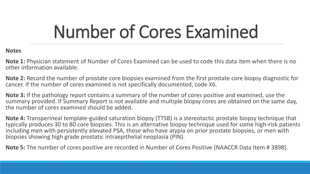 number of cores examined number of cores examined