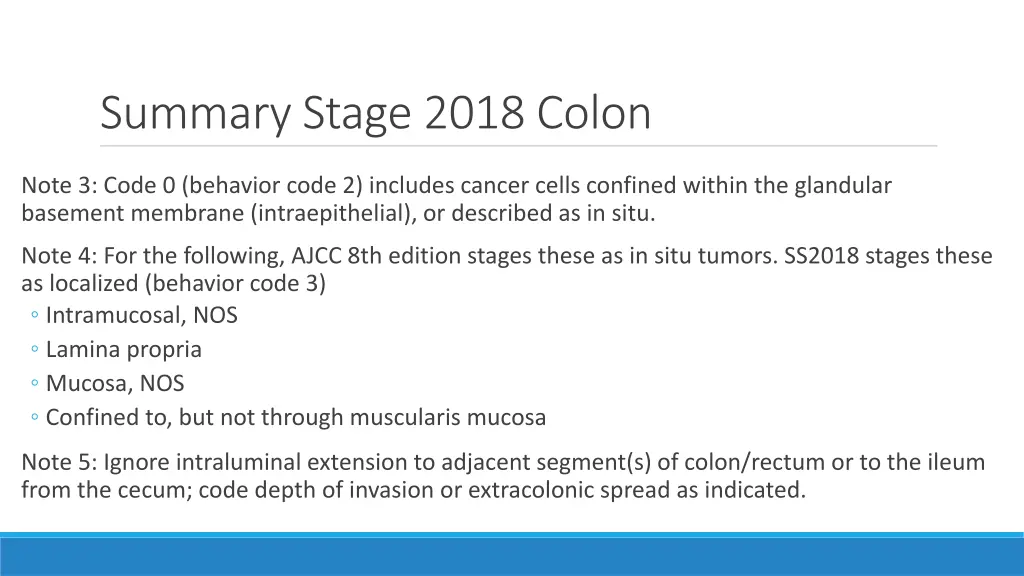 summary stage 2018 colon