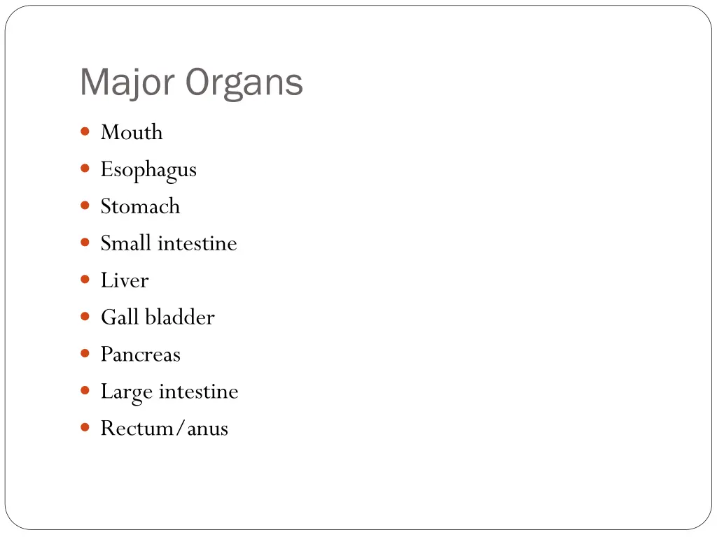 major organs