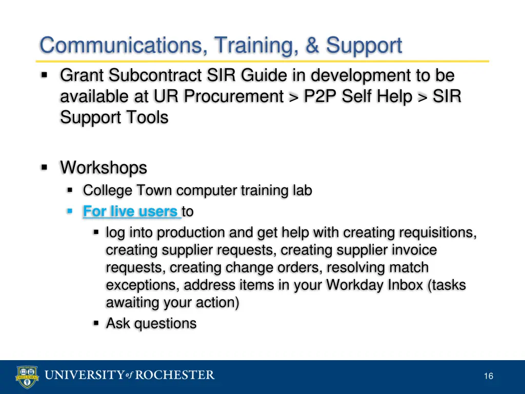 communications training support grant subcontract