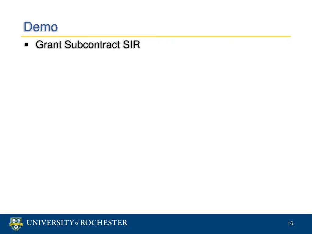 demo grant subcontract sir