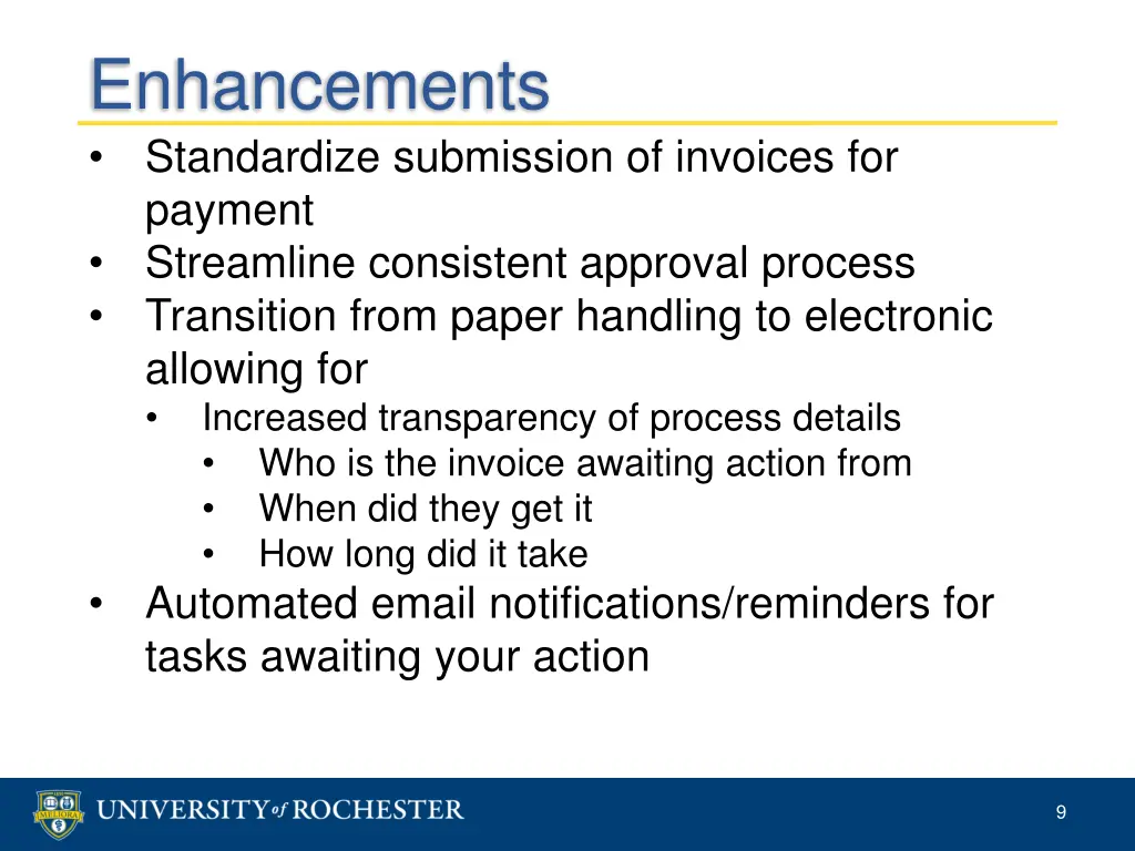 enhancements standardize submission of invoices