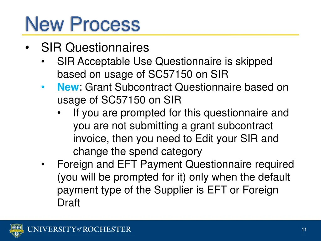 new process sir questionnaires sir acceptable