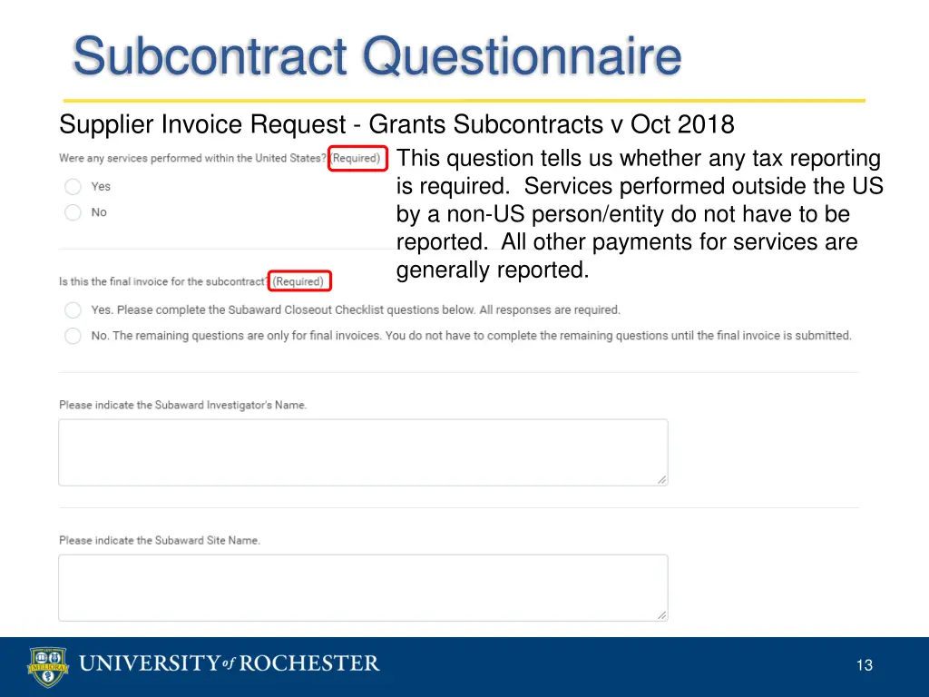 subcontract questionnaire 2