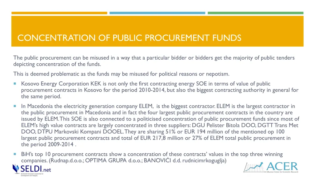 concentration of public procurement funds
