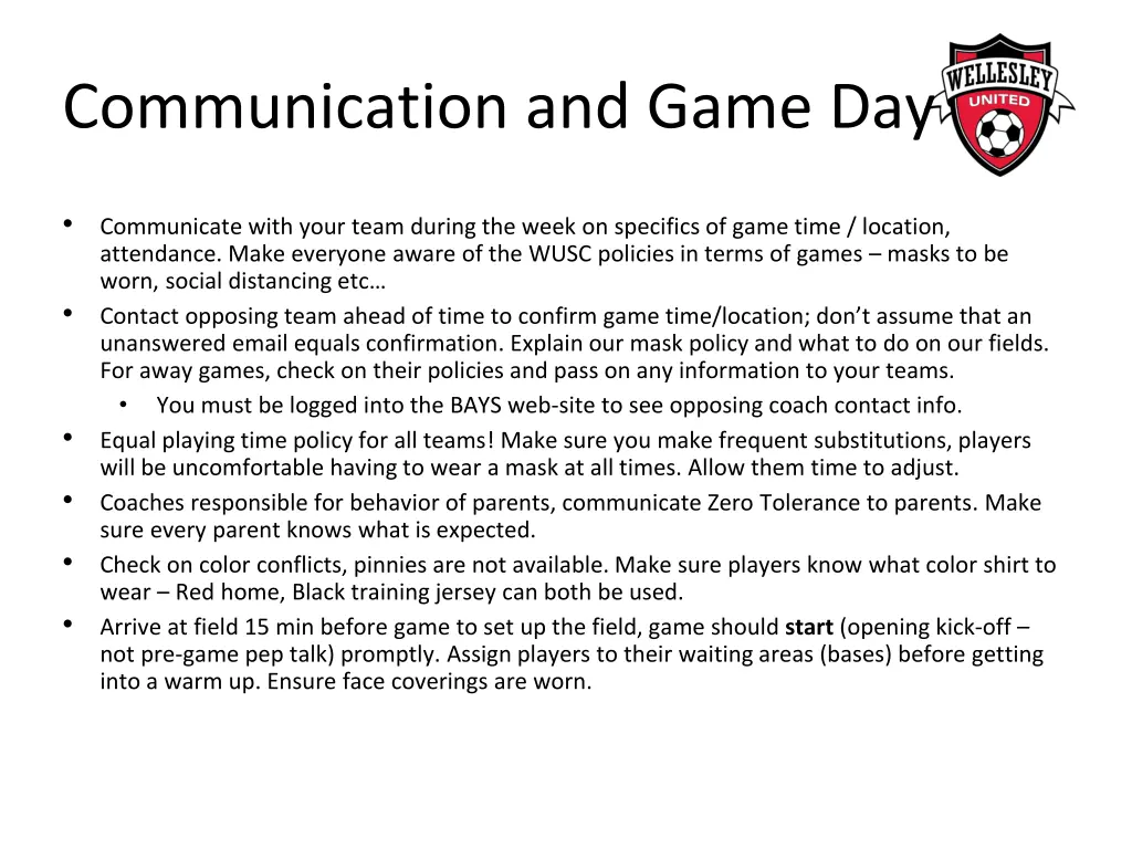 communication and game day
