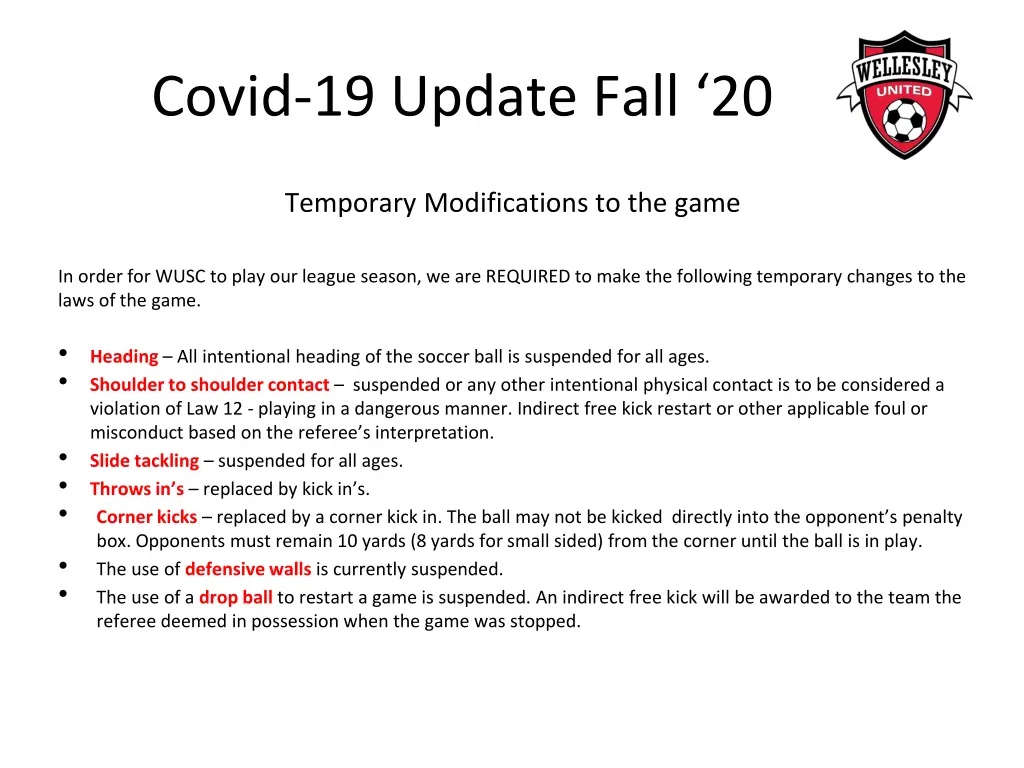 covid 19 update fall 20