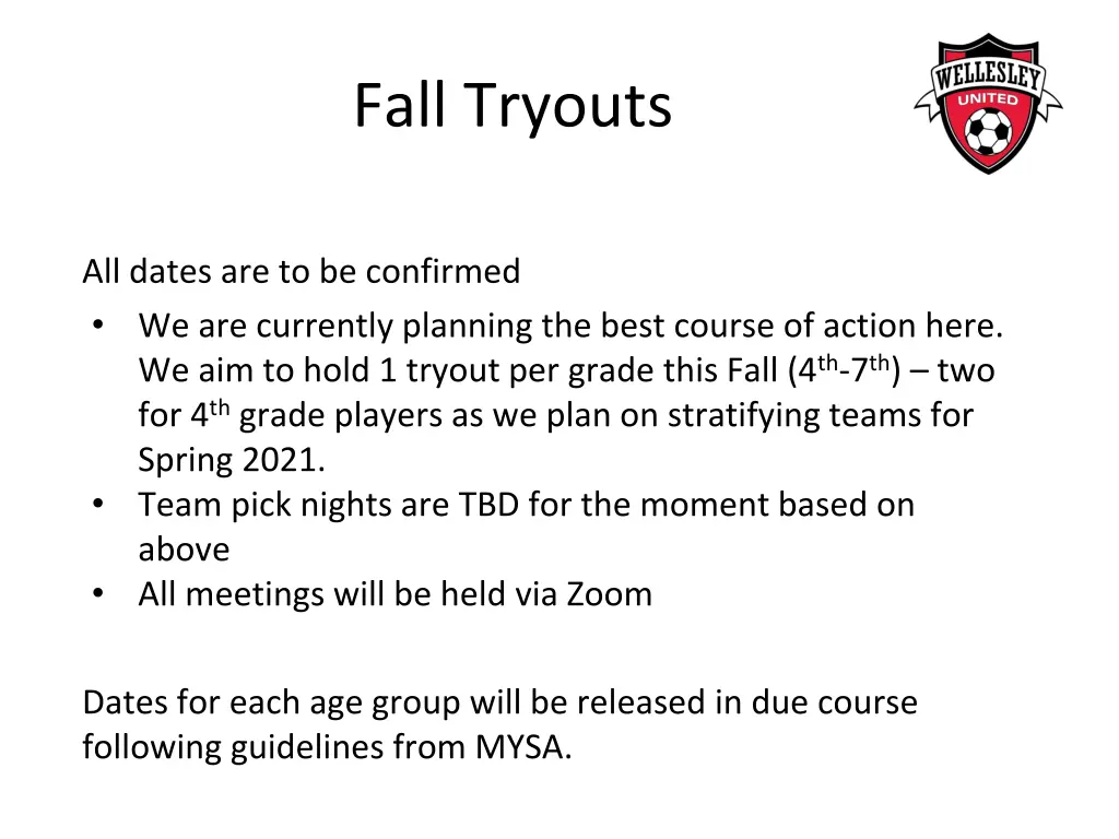 fall tryouts