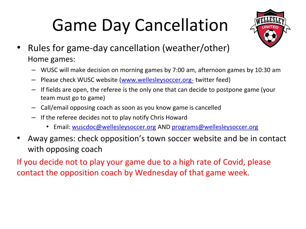game day cancellation
