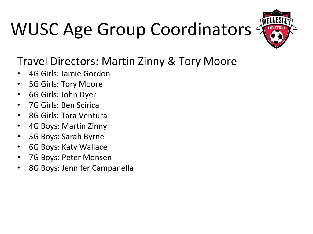 wusc age group coordinators