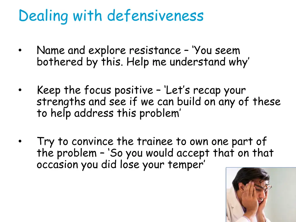 dealing with defensiveness