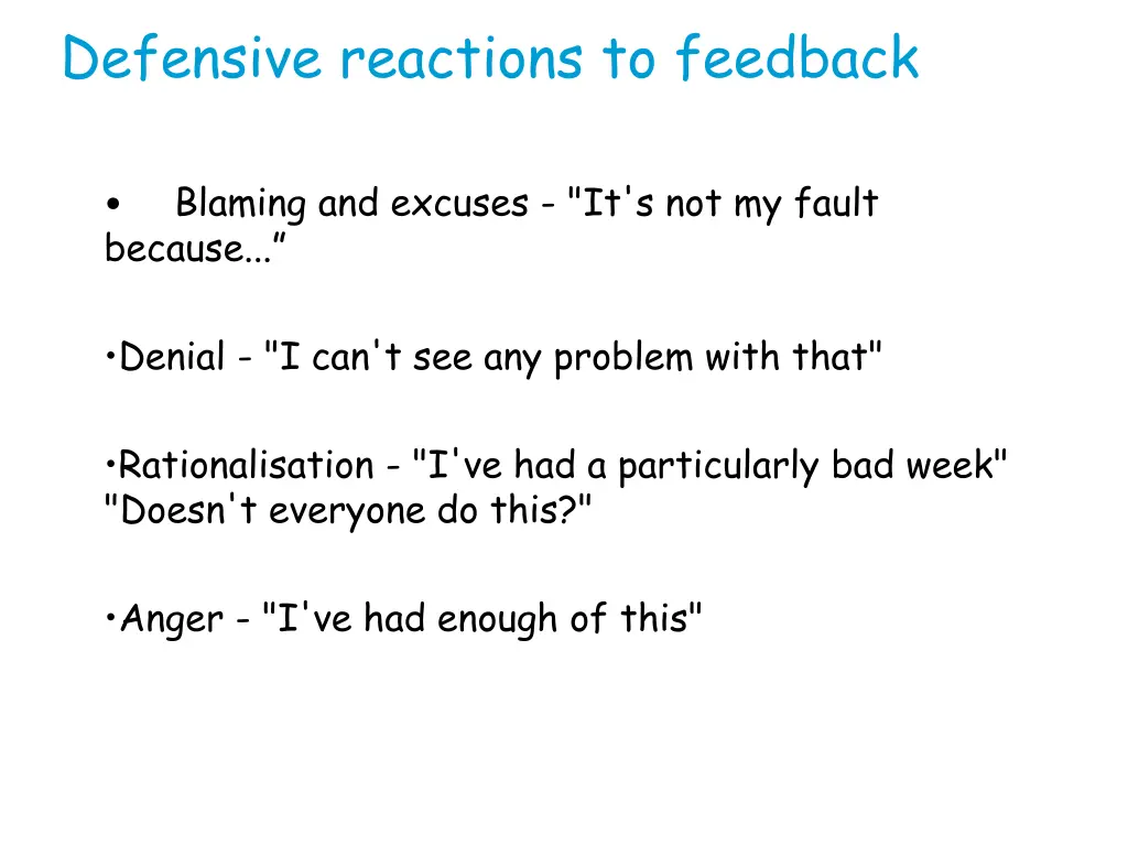 defensive reactions to feedback