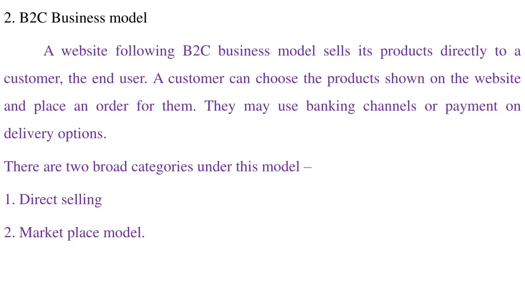 2 b2c business model