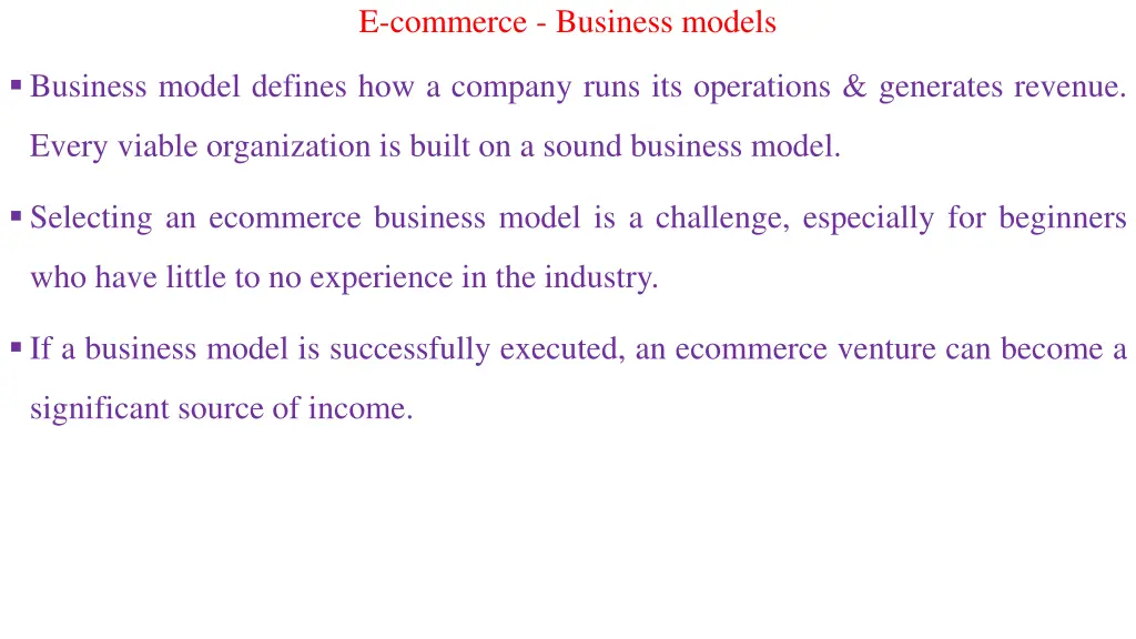 e commerce business models