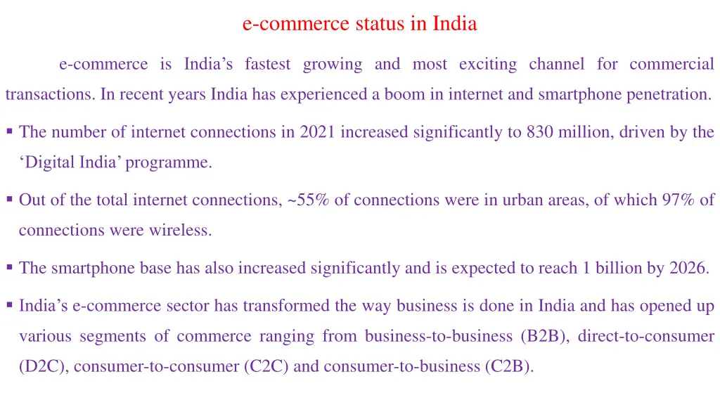e commerce status in india