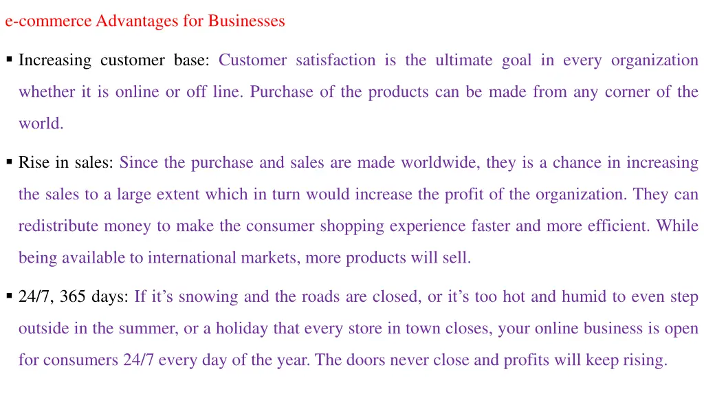 e commerceadvantages for businesses
