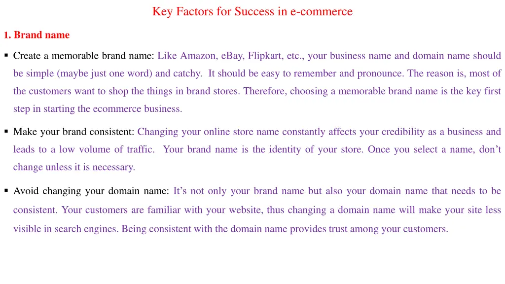 key factors for success in e commerce