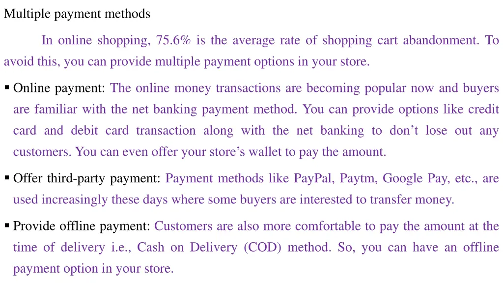 multiple payment methods