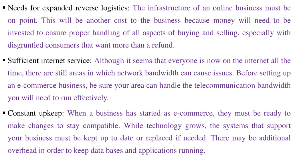 needs for expanded reverse logistics