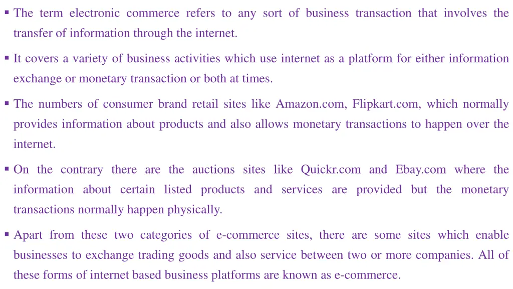 the term electronic commerce refers to any sort