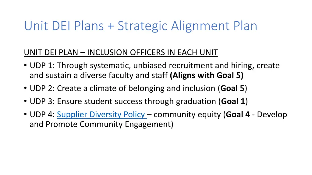unit dei plans strategic alignment plan