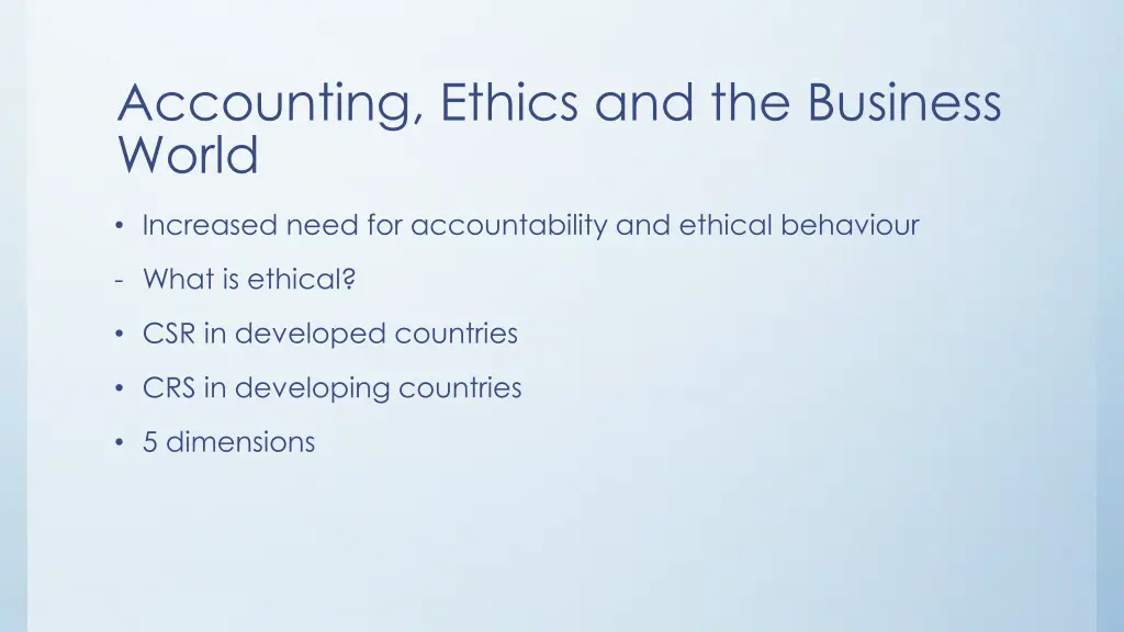 accounting ethics and the business world