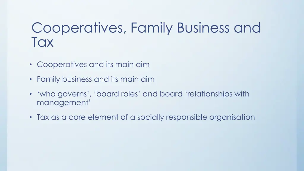 cooperatives family business and tax