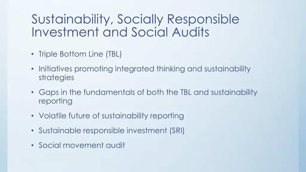 sustainability socially responsible investment
