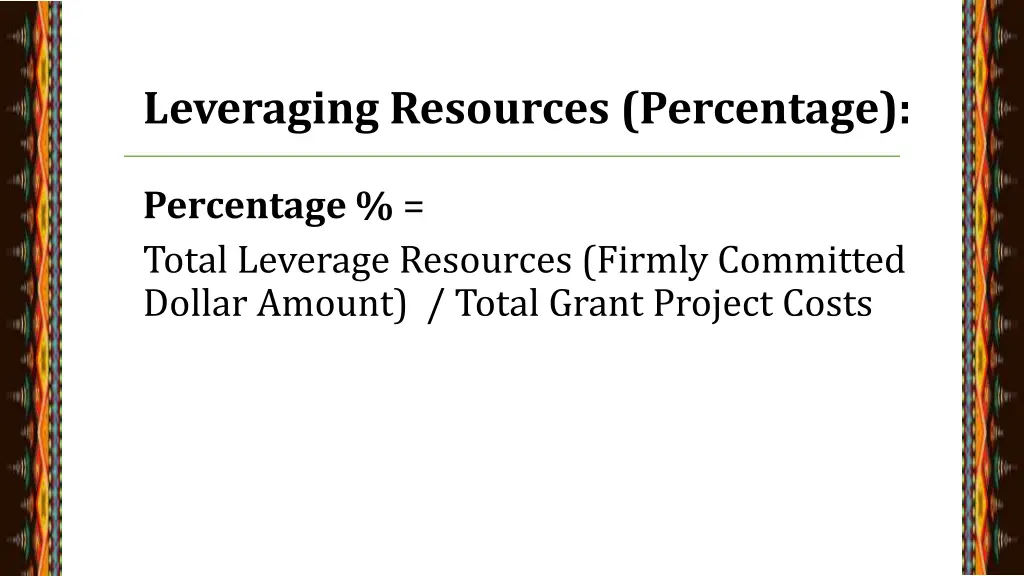 leveraging resources percentage 1