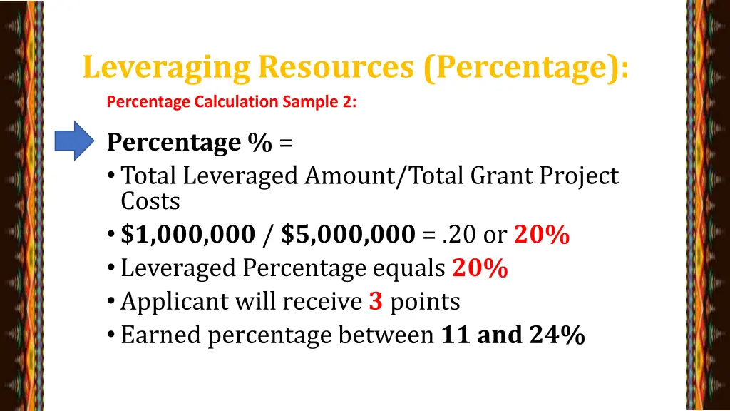 leveraging resources percentage percentage