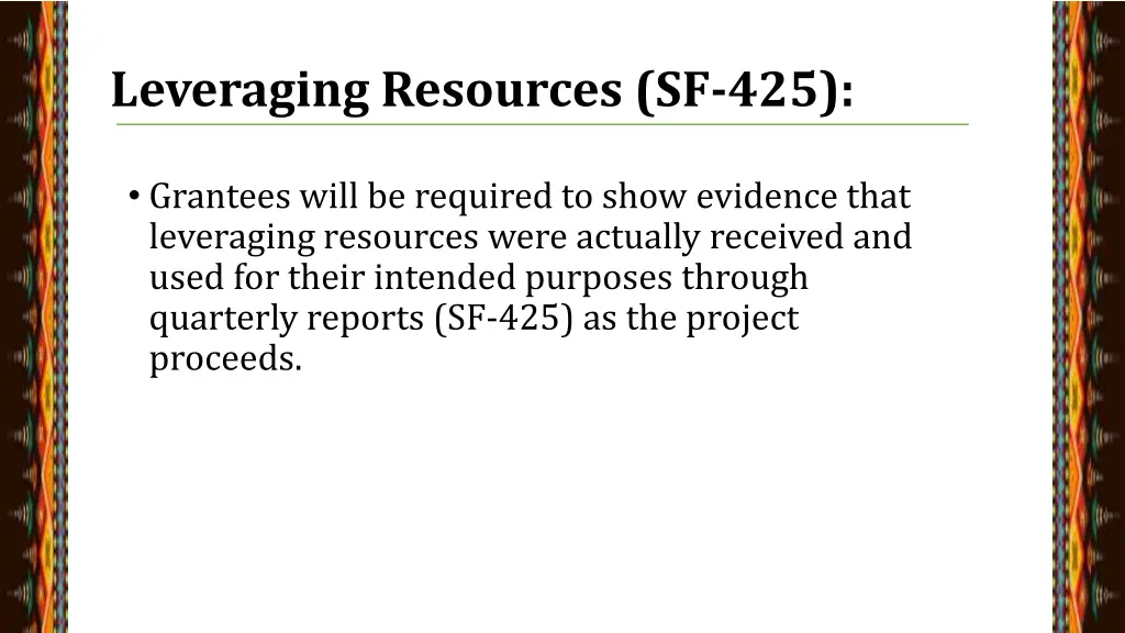 leveraging resources sf 425