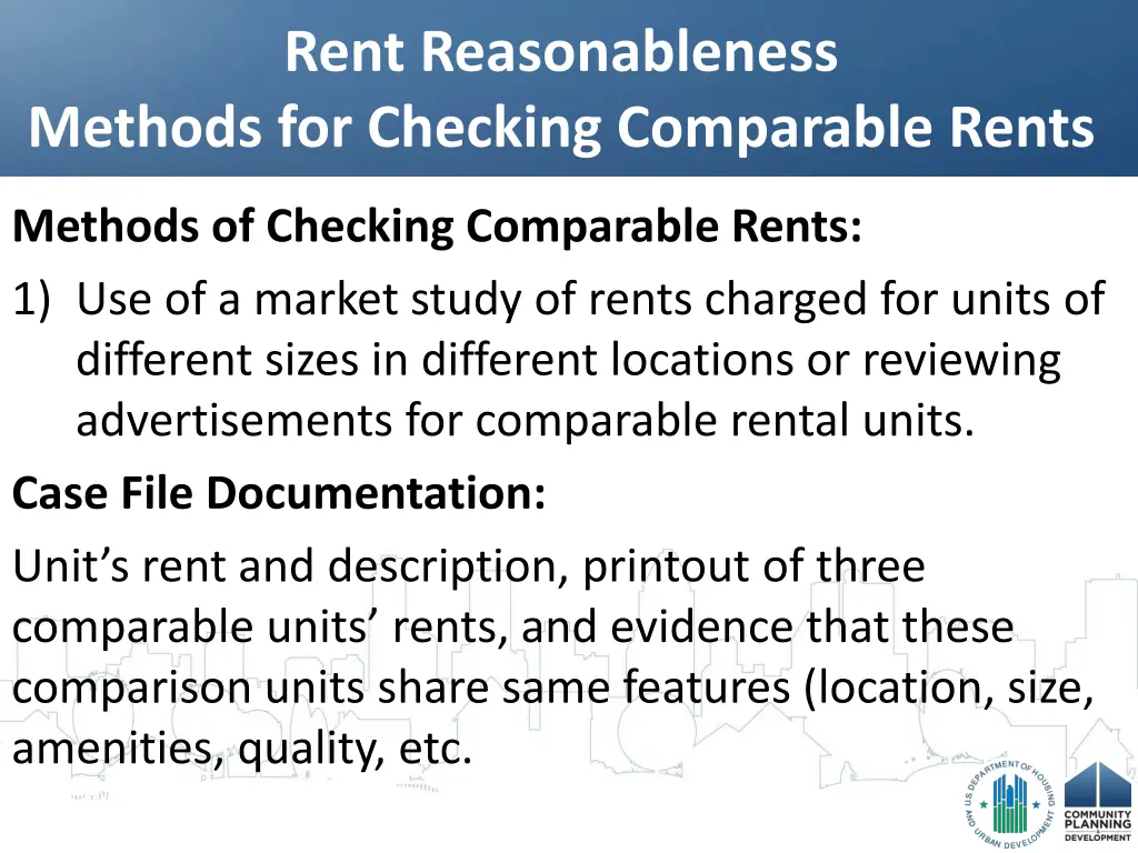rent reasonableness methods for checking