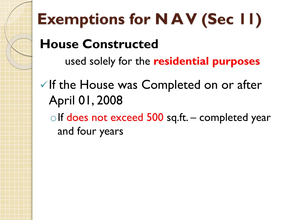 exemptions for n a v sec 11 1