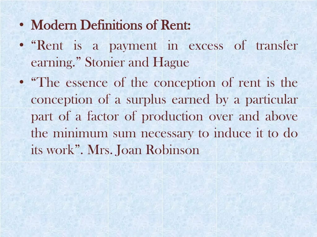 modern modern definitions definitions of of rent