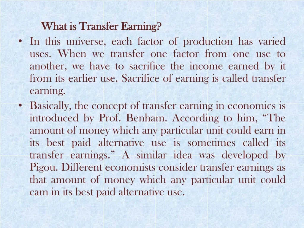 what what is is transfer transfer earning in this
