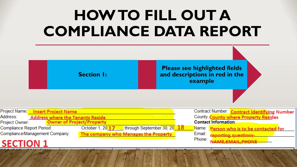 how to fill out a compliance data report