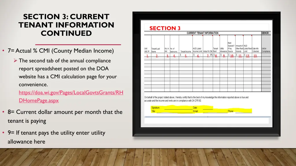section 3 current tenant information continued