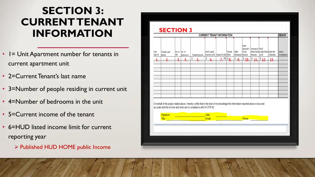 section 3 current tenant information