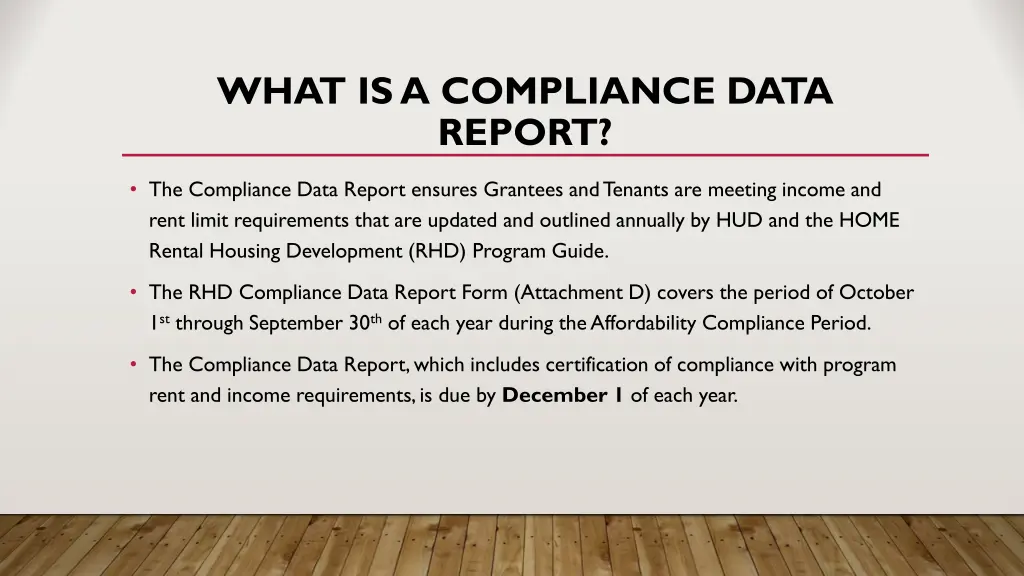 what is a compliance data report