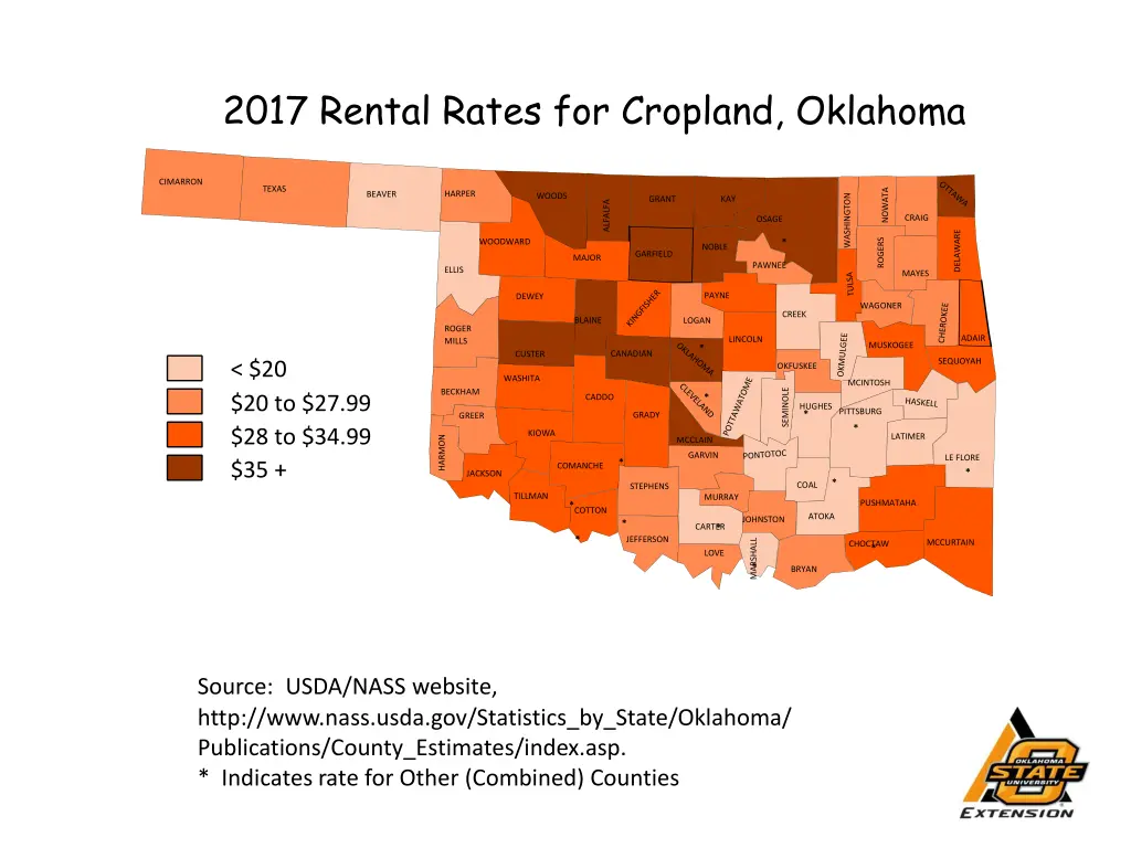 2017 rental rates for cropland oklahoma