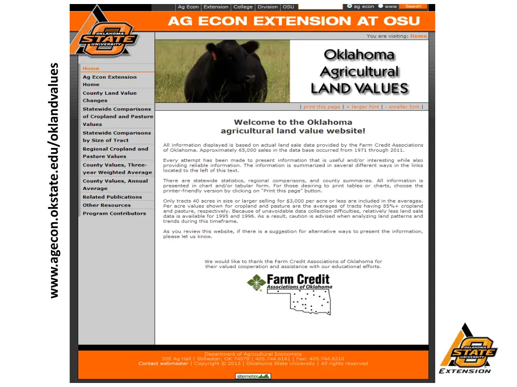 www agecon okstate edu oklandvalues