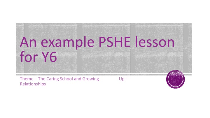 an example pshe lesson for y6