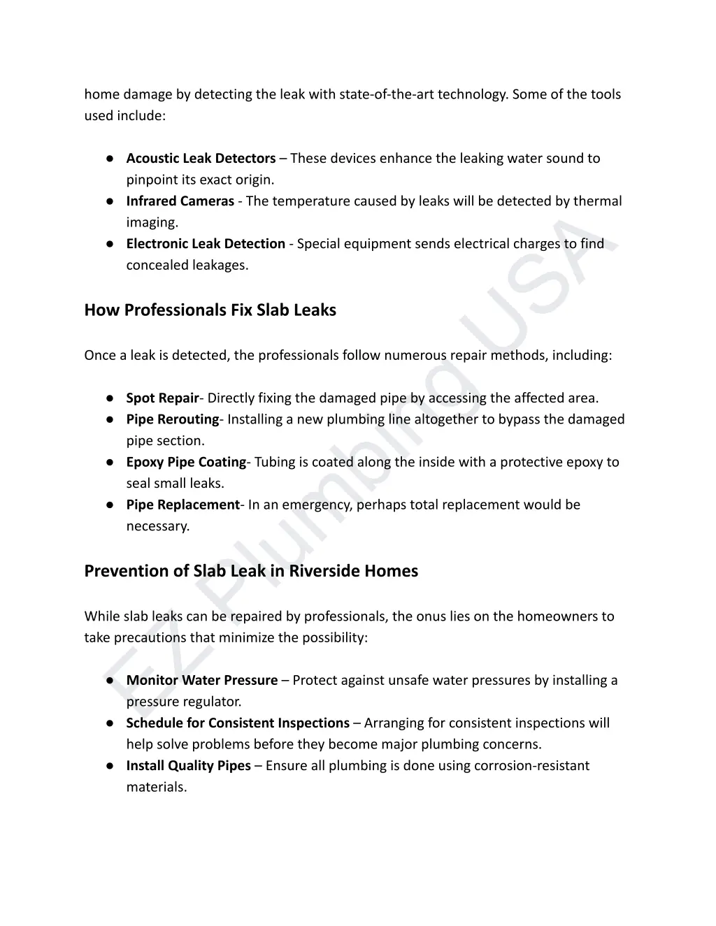 home damage by detecting the leak with state