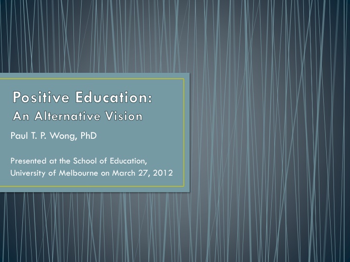 positive education an alternative vision