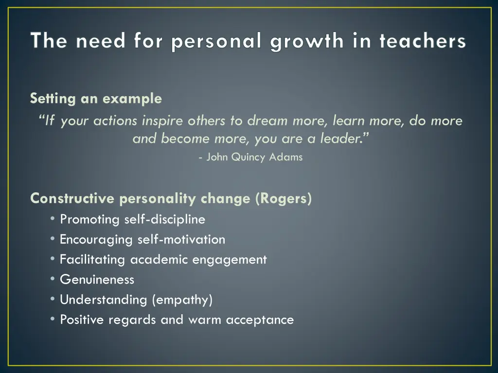 the need for personal growth in teachers