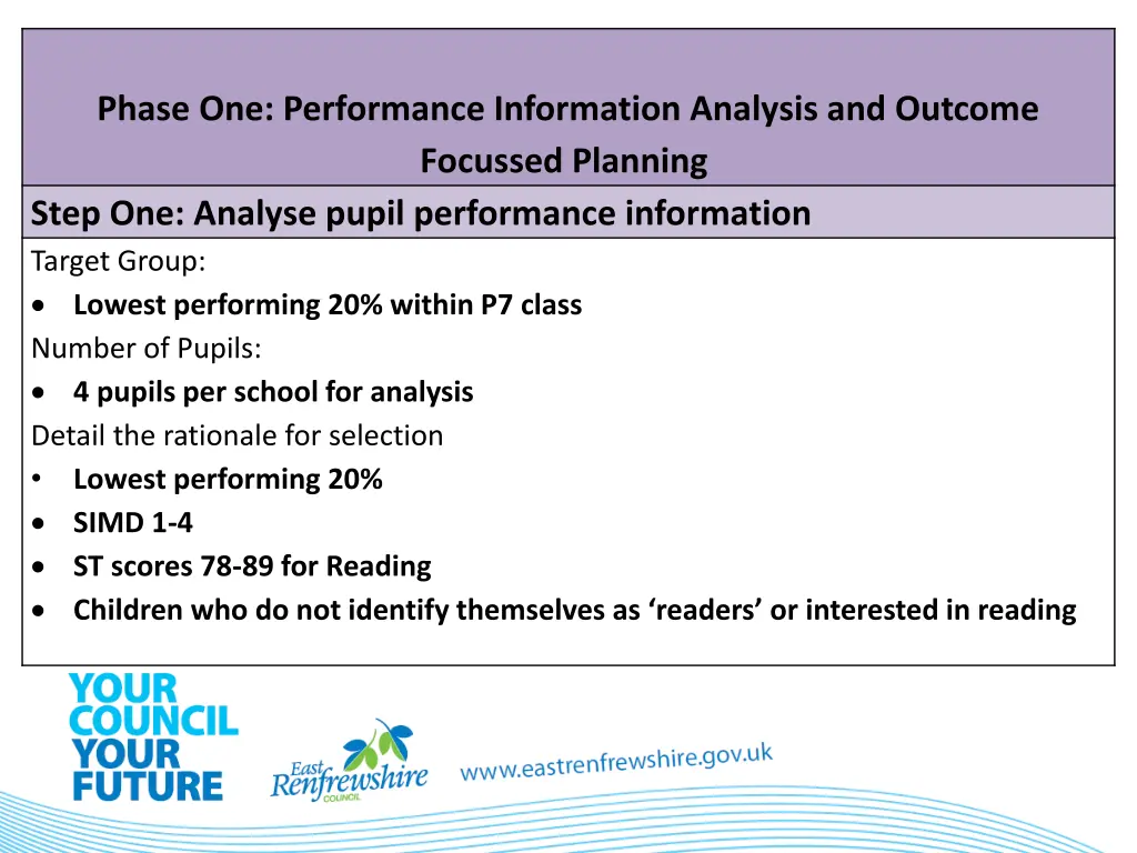 phase one performance information analysis