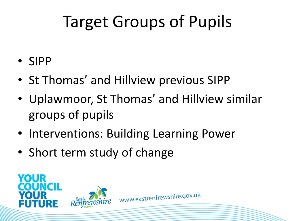 target groups of pupils